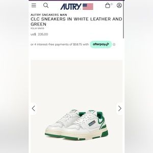 Autry - CLC Sneakers in White Leather and Green (US Mens 7, EU size 40)